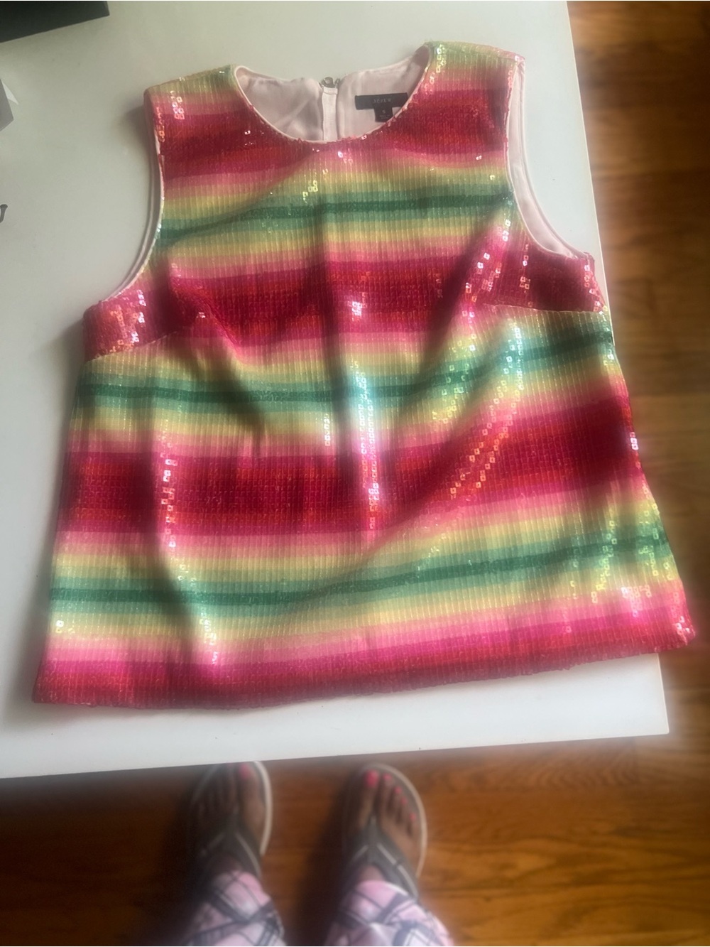 J. Crew Girls' Multicolor Sequin Stripe Tank